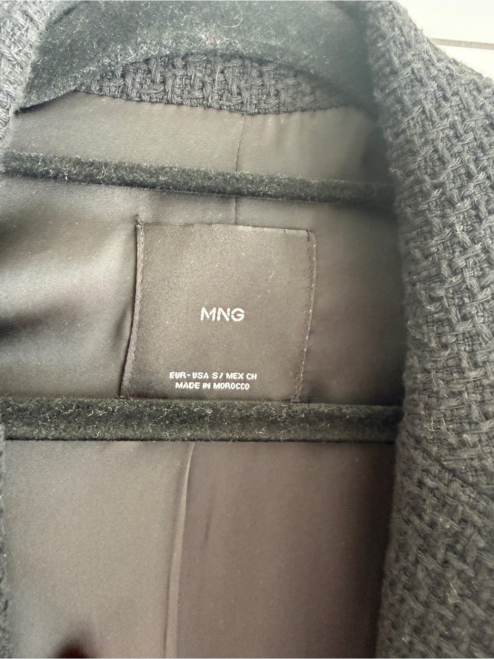 Mango Black Double-Breasted Tweed Blazer with Gold Buttons - Picture 6 of 7